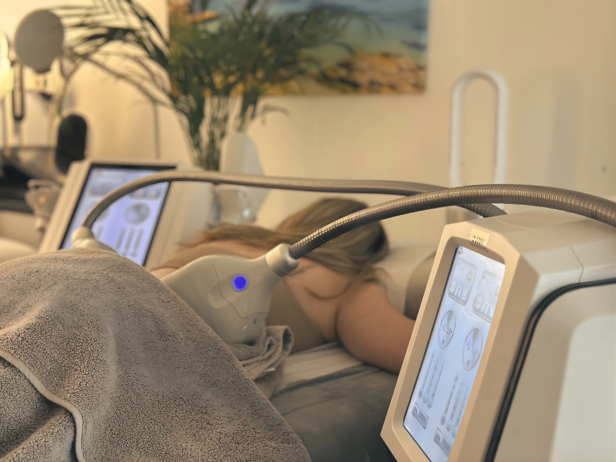 Fat Freezing at Clinic 33 in Hove Client receiving fat-freezing treatment
